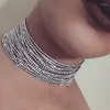 Halsband Sexy Punk Mode Colliers Für Frauen Glänzenden Strass Multi-schichten Halsketten Party Hals Schmuck NT235