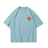 T-shirt da uomo Fygon Summer Cotton Interessante T-shirt Top da donna Piccolo fiore rosso Stampa Design Sense Versione coreana