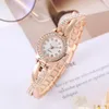 Wristwatches 2023 Design K Gold Diamond Crystal Watch Fashion Quartz Stainless Steel Watches Gift Free Shiping