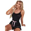 Vrouwen Nachtkleding 2 Stuks Pyjama Sexy Bretels Sling Vest Top Casual Shorts Elastische Taille Korte Broek Effen Dunne homewear Vrouwen