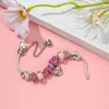 Strand Mom Jewelry Sweet Glass Diy Beaded Original Bracelet Girls Pink Heart Accesorios Regalo de moda