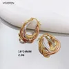 Hoopörhängen Vojefen 18K Gold Hoops smycken Kvinnor AU750 Tricolor Charms Hypoallergen öronrundan för tonårsmycken trend