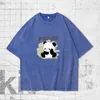 Camisetas masculinas Fygon Joint Panda T-shirt Algodão puro Roupas femininas Estampado estampado Lavado Estilo retrô Top gola redonda