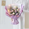 Fleurs décoratives à tricoter Rose marguerite Bouquet artificiel avec guirlande lumineuse mariage tissé à la main maison pour fête d'anniversaire vacances