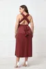 Plus Size Dresses 2023 XL-4XL Multi-wear Irregular Dress V-neck Party Long Women Cross Backless Sexy Lace-up Maxi