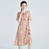 OC 413N61 Vestido de talla grande para mujeres 100% Mulberry Silk de alta calidad Falda estampada de verano