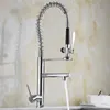 Brushed kitchen faucet High Spring Pull out Side Sprayer Mixer Tap Kitchen Sink Faucet 360 Rotation Kitchen Faucets