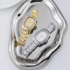 Armbandsur 2023 lyxigt mode ovala metallband stålklockor för kvinnor romerska siffror enkla avslappnade strass damer kvarts armbandsur
