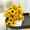 Fleurs décoratives 7 Têtes Artificielles Bouquet De Tournesol Soies Pour La Maison De Mariage De Voiture Fête Festival Cadeaux DIY Vase Décor Outils