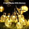 LED LED Solar Light String في الهواء الطلق ماء عيد الميلاد الديكور 200 مع Crystal Ball Camping Fairy Garland Garden Party Lamp