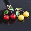 Broches LEEKER mode coréenne rouge jaune cerise émail pour femmes Fruits en forme de broche bijoux 2023 arrivée 184 LK6