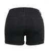 Kvinnors shorts svart denim kvinnor hög midja sexig rippad hål frayed byxor streetwear casual damer korta jeans