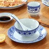 Set di stoviglie Stoviglie in ceramica Piatto di porcellana coreana blu e bianca Ciotola Cucchiaio Piatti Piatti Tavolo da pranzo Set Forniture da cucina