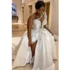 Taille plus arabe aso ebi luxueux cristaux de perles robe de mariée en dentelle sirène satin robes de mariée robes 2023 es