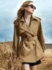 Kvinnor Trenchrock Designer Luxury Women Windbreaker Jacket Loose Belt Coat Kvinnlig kort trenchock