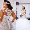 Sul africano plus size vestidos de casamento renda applique tribunal trem sereia rendas vestidos de noiva manga longa robe de mariee 328 328