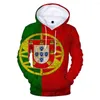 Sweats à capuche pour hommes drapeau national à capuche Portugal argentine allemagne russie brésil états-unis Couples sweat haut chemisier hommes décontracté veste ample