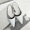 Sandalet 2023 Est ayakkabı kadın gerçek deri daireler sivri uçlu slingbacks arka kayış tasarımcı kayması kadın üzerinde
