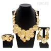 Bröllopsmycken set halsband för kvinnor Dubai Gold Plated Set Luxury Original Ring Armeletwedding Bankettdräkter 230804