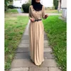 Muslim Womens Dress Middle Eastern Long Sleeves Pure Color Large Robe