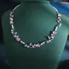 Catene Elegante collana di perle di perle d'imitazione rosa grande per le donne Ciondolo di conchiglie di cuore di cristallo Gioielli per feste di nozze dolci Collier Femme