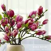 装飾的な花10pcs/lot！卸売3Dハイシミュレーション本物のタッチマグノリア人工花品質マグノリアの結婚式