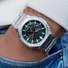 Iced Out Watch Men's Sports Digital Quartz Watch Full Meature Time Time LED Alloy Dial GM Silver Oak Series