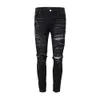 Roupas de grife Amires Jeans Calça jeans Amies Torn Black Patch Print Washed High Street Trendy Jeans Casual Emagrecimento para Homens397