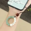 Portachiavi fatti a mano vintage fatta a mano Bodhi Aventurine Jade Blessing Keychain Chiave per cellulare Catena di telefonia mobile