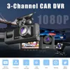 Car DVRs 3 Channel Car DVR HD 1080P 3Lens Inside Vehicle Dash Cam Three Way Camera DVRs Recorder Video Registrator Dashcam Camcorder x0804 x0804