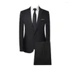 Herenpakken Rapel Suit jas Lange broek Set Solid Color Business Workwear Stijlvolle Slim Fit broek