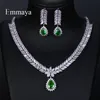 Wedding Jewelry Sets Emmaya Luxury AAA Cubic Zircon 4 Colors Water Drop Earrings Necklace For Women Bridal Party Accessories 230804