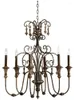 Lampes suspendues Lustre rétro nostalgique en fer forgé en détresse nordique créatif et légèrement luxueux décoratif