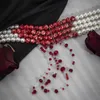 Chains Dripping Blood Imitation Pearls Halloween Party Choker Necklace Costume Gothic Style Stained Creative