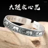 Bangle Bigger Heart Curse Armband Kvinna S925 Silver Skriften Solid Male Retro Thai Lucky Elephant Open