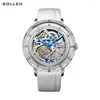 Orologi da polso SOLEEN Fashion Skeleton Orologi meccanici automatici Personalità Orologio da uomo Cinturino in silicone bianco impermeabile Reloj Hombre