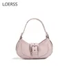 Evening Bags LOERSS Underarm Bag Split Leather Crossbody Adjustable Strap Half Moon Casual Shoulder for Women Versatile Handbag 230804