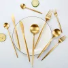ゴールドフラットウェアウェディングディナーウェアゴールドカトラリーナイフフォークスプーンステンレス鋼食器用品銀製品