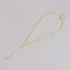 Hanger Kettingen Gouden Kleur Bal Ketting Voor Vrouwen Tassle Y-vorm 2-laags Titanium Staal Charm Sleutelbeen Ketting Sieraden Gift (GN842)