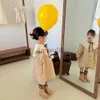 Girl's Dresses 1160D Girl Clothes Cardigan Spring and Autumn Girls 'Loose Coat Big Turn Down Collar Girl Dress College Cape Coat X0806