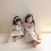 Girl's Dresses 2023 Autumn New Baby Girl Long Sleeve Clothes Elegant White Lace Girls Dress Baby Bodysuit Kids Princess Dresses Twin Clothing x0806