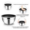 Bowls 5 Pcs Salad Bowl Mixing Set With Lid&Non-Slip For Kitchen Cooking Cake Bread Baking Tools Tableware Stainless Steel