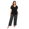 Women's Sleepwear GOVOC Europe And America Pajamas Set Black Trousers Home Clothes 2023 Summer Thin Clothing Sales 22008M-Black