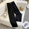 Pantaloni a due pezzi da donna Stile coreano Elegante set Camicia di chiffon casual allentata Jeans traforati Abiti a due pezzi Tuta da camicetta femminile