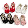 First Walkers 0-18M Born Glazed Leather Baby Boy Girl Moccasins Shoes Bow Soft Soled Non-slip Footwear Crib PU Dress Walker
