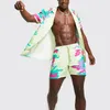 Mannen Trainingspakken 2023 Zomer Mannen Tie Dye Print Hawaiian Set Button Korte Mouw Strand Shorts Casual Streetwear 2 stuk Pak S-5XL