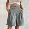 Active Shorts Ladies Summer Color Casual Loose Pants High Waist Button Wide Leg 18 Tall Womens For Women