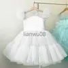 Girl's Dresses 410T Kids Girls Elegant Dress for Evening Party Little Girl Dots Tulle Princess Gown Children Clothing Blue Wedding Vestidos x0806