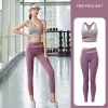 2023New Kontrast Hohe Taille Eng Yoga Anzug Stoßfest Engen Hip Fahrstuhl Nude Yoga Anzug Set Leggings Original