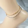 Anklets Cubic Zirconia For Women White Stones With Gold And Platinum Color Size 21 5cm Summer Accessories Ankle Bracelet Jewelry